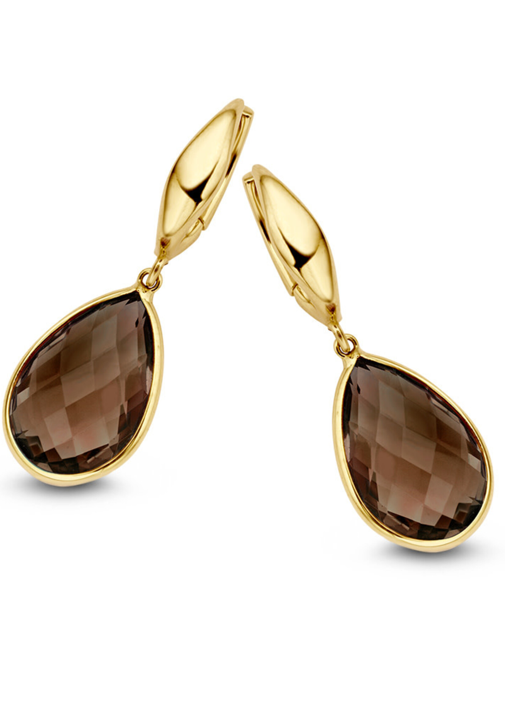 Gouden Haag Jewellery Yellow gold clap earrings with different gemstones