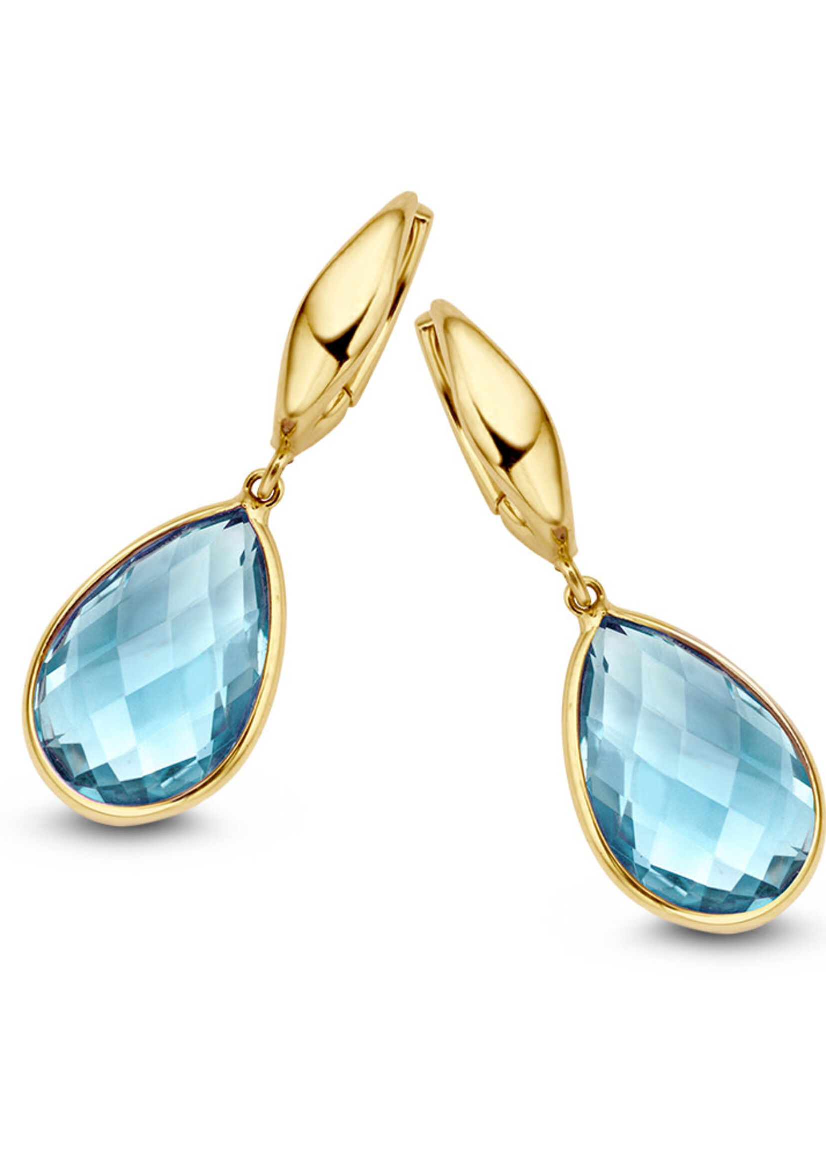 Gouden Haag Jewellery Yellow gold clap earrings with different gemstones