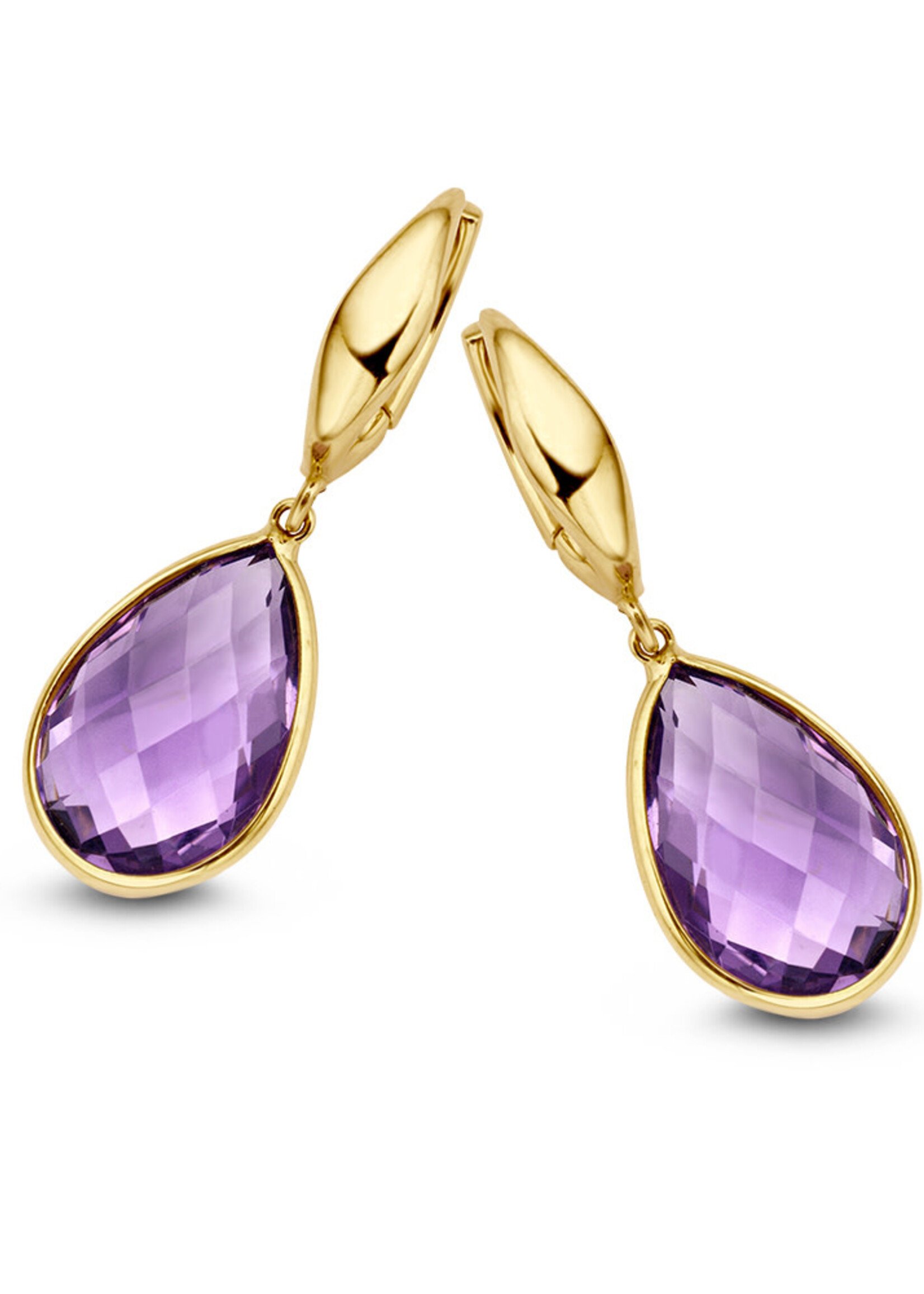 Gouden Haag Jewellery Yellow gold clap earrings with different gemstones
