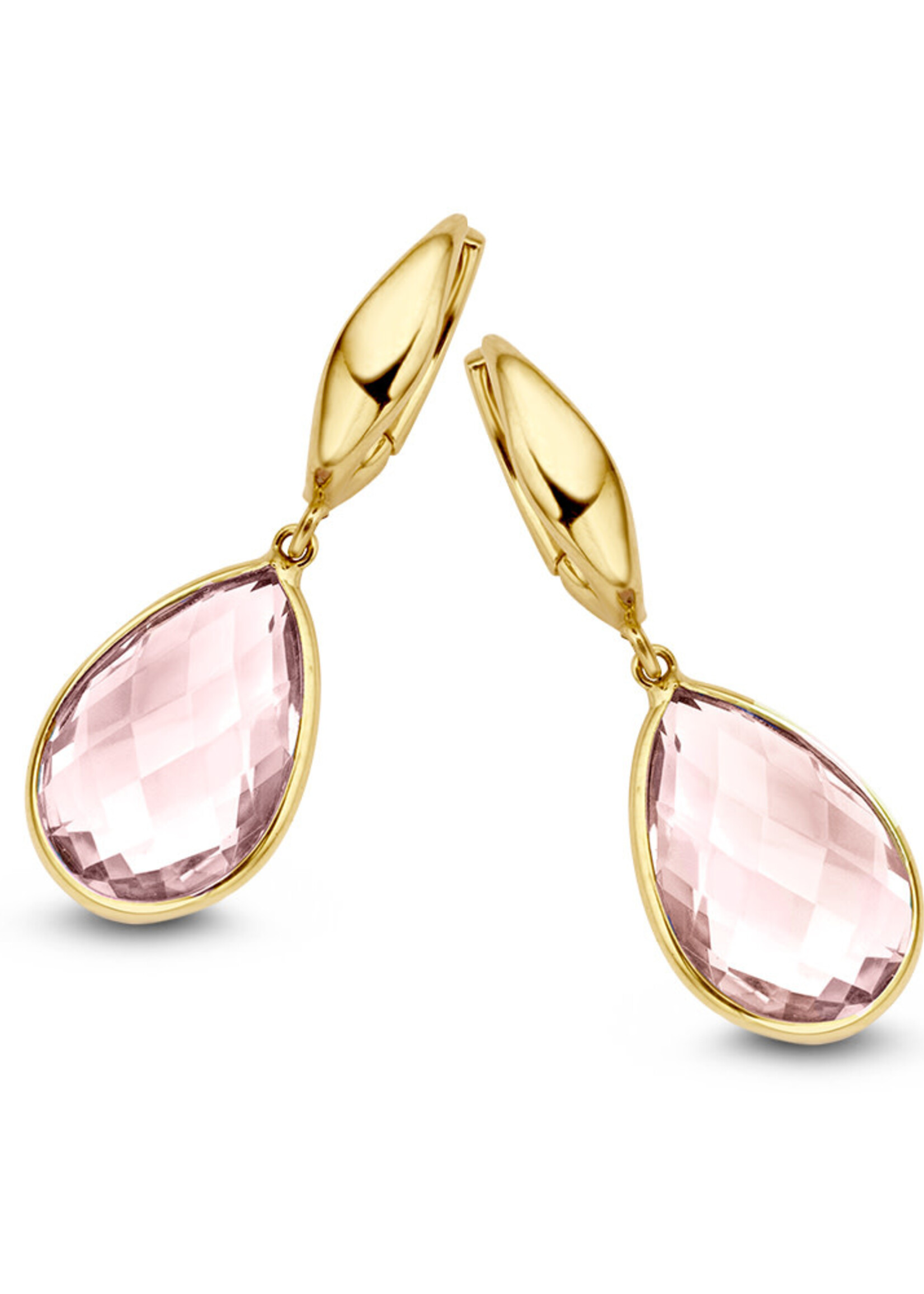 Gouden Haag Jewellery Yellow gold clap earrings with different gemstones