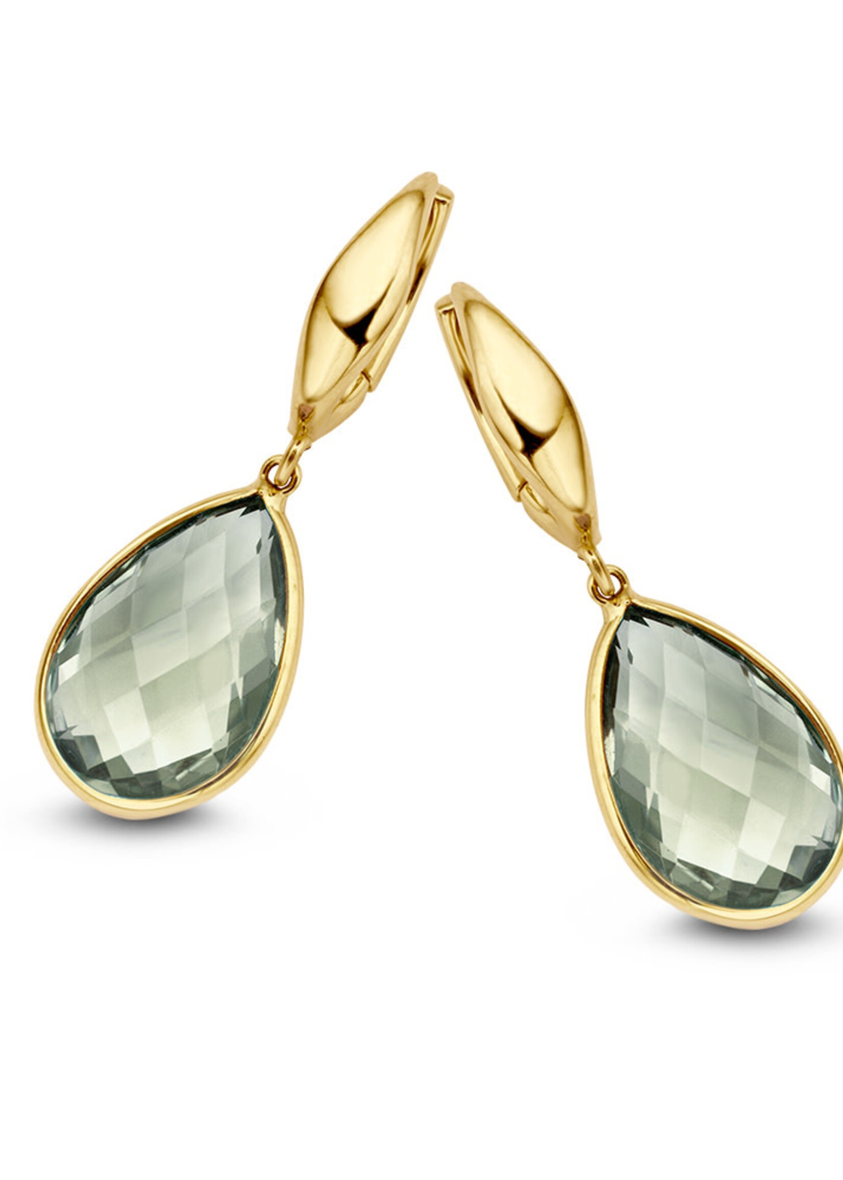 Gouden Haag Jewellery Yellow gold clap earrings with different gemstones