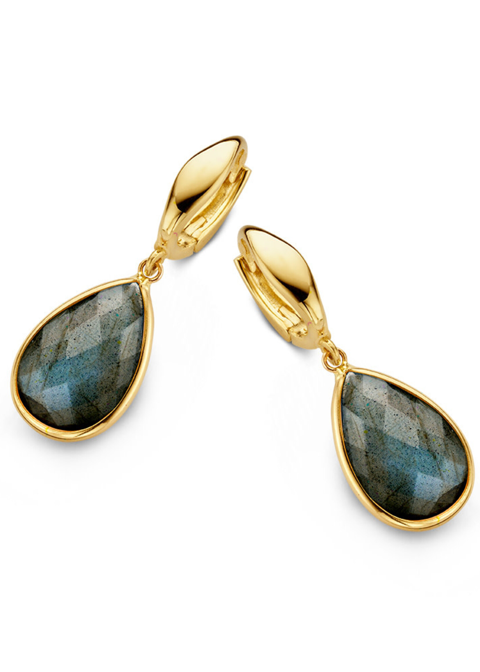 Gouden Haag Jewellery Yellow gold clap earrings with different gemstones