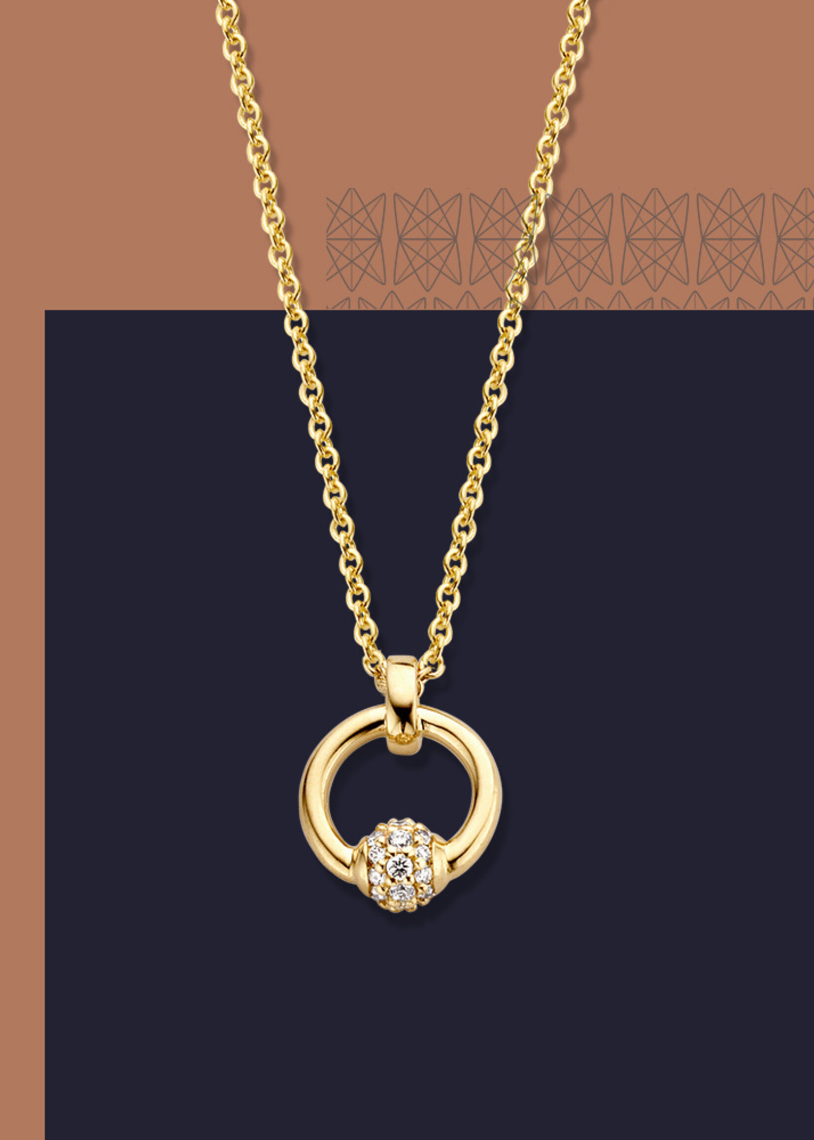 Gouden Haag Jewellery Geelgoud Collier met Briljant pavé bolletje