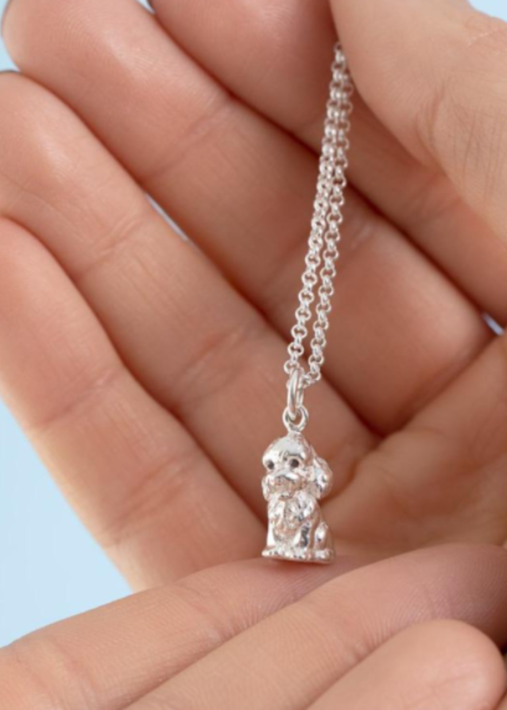 Lily Charmed Silver Labradoodle Necklace