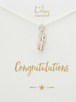 Lily Charmed Silver Scroll Necklace with Congratulations Message