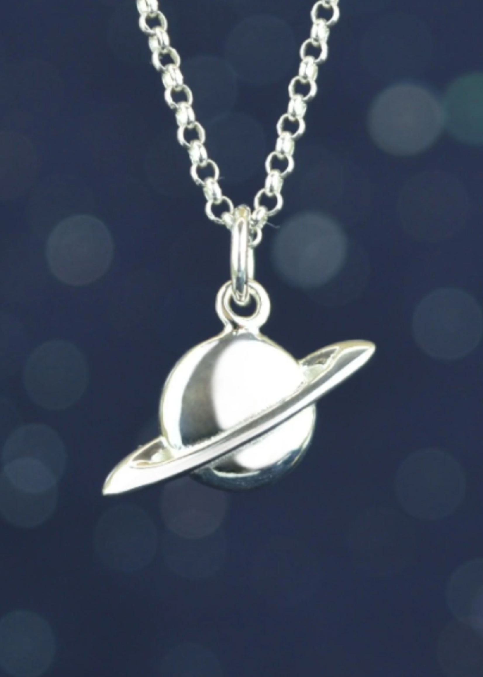 Lily Charmed Silver Planet Necklace with 'Dream Big' Message