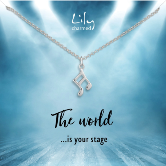 Lily Charmed Zilver Muziek Note "The World is your stage"