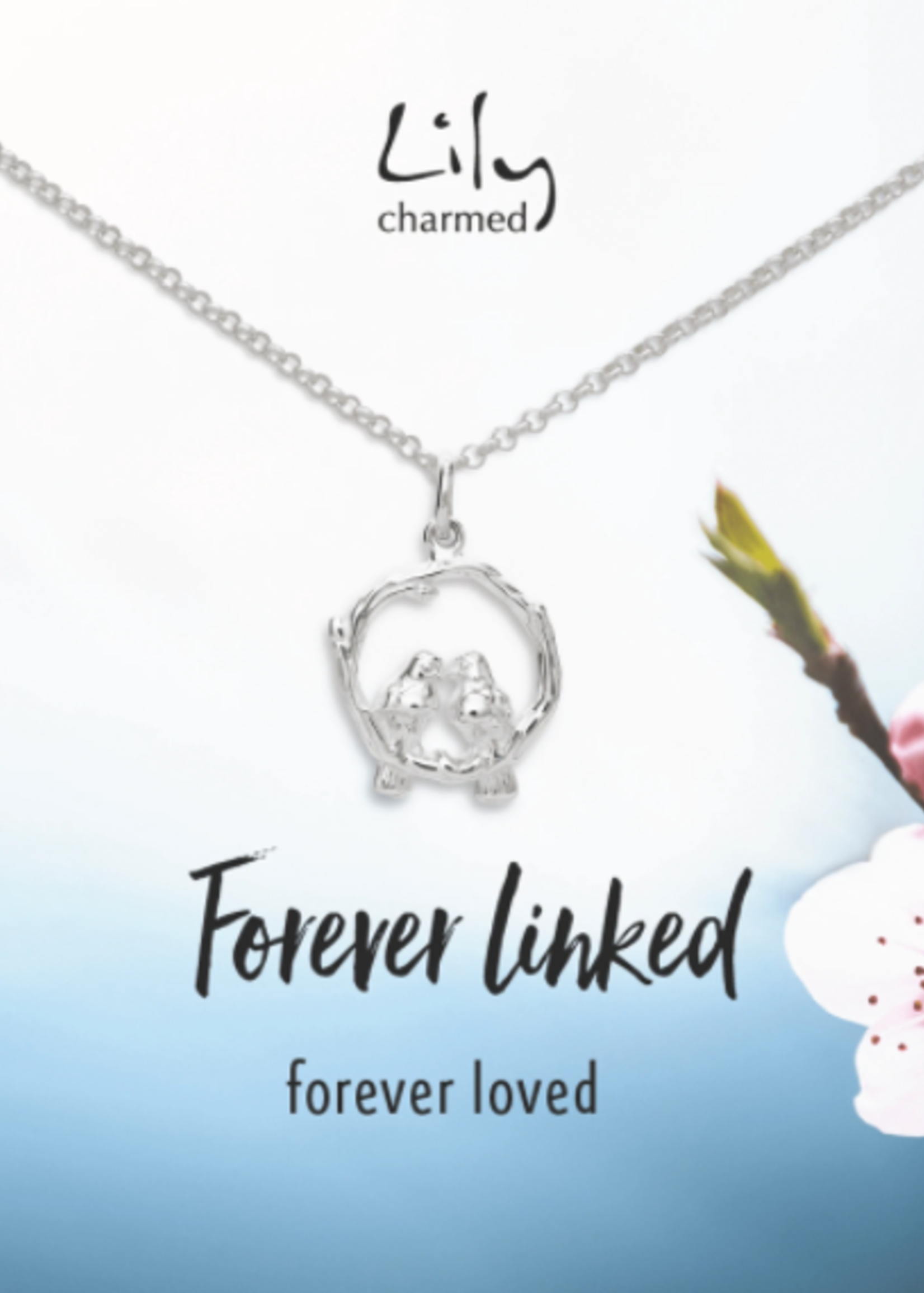 Lily Charmed Silver Love Birds Necklace