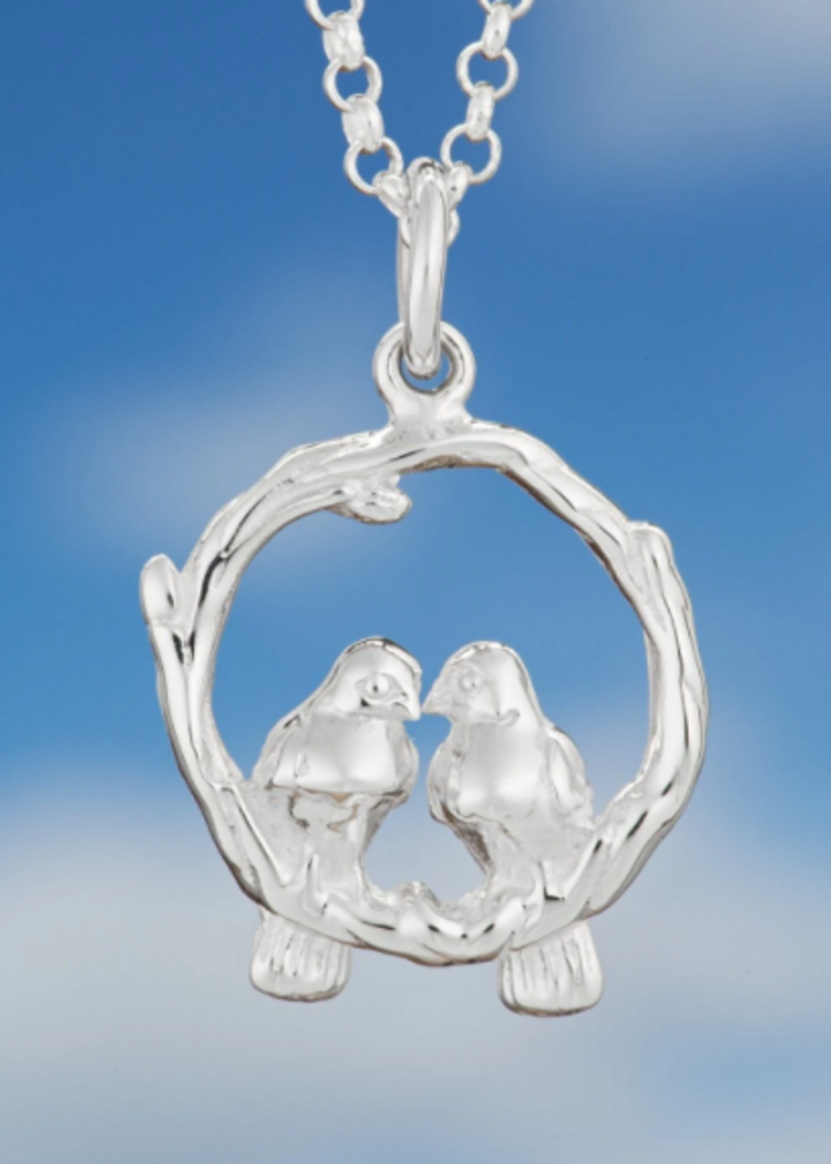 Lily Charmed Silver Love Birds Necklace