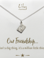 Lily Charmed Silver Custard Cream Necklace with 'Friendship' Message