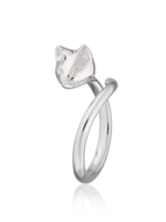 Lily Charmed Silver Cat Ring