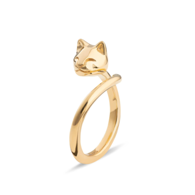 Lily Charmed Gold Plated Cat Ring