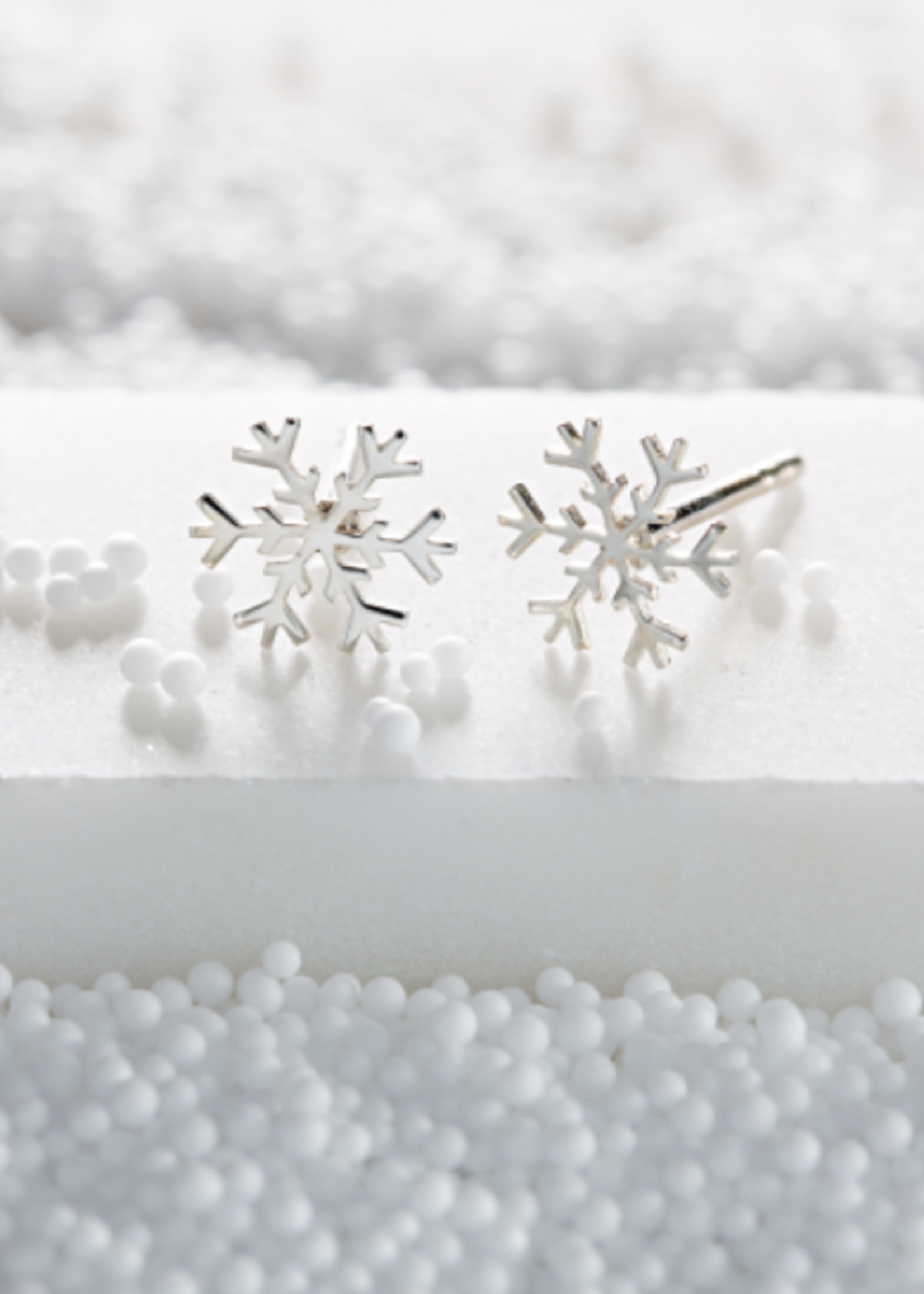Lily Charmed Silver Snowflake Stud Earrings with "Unique" Message