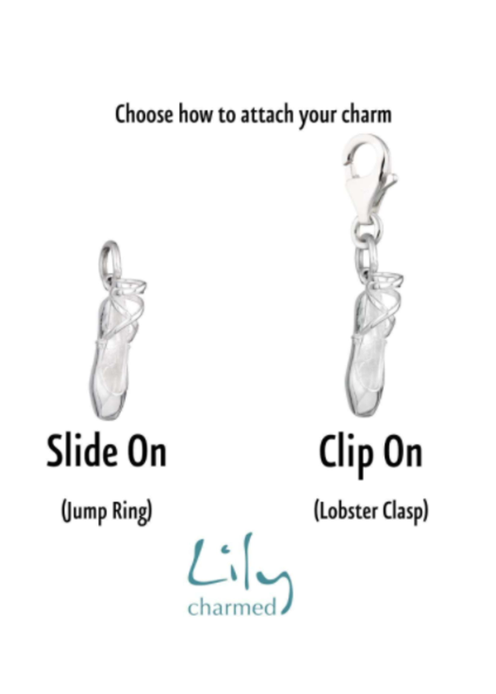 Lily Charmed Silver Pointe Ballet Shoe Charm