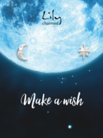 Lily Charmed Silver Moon and Star Stud Earrings with 'Make a Wish' Message