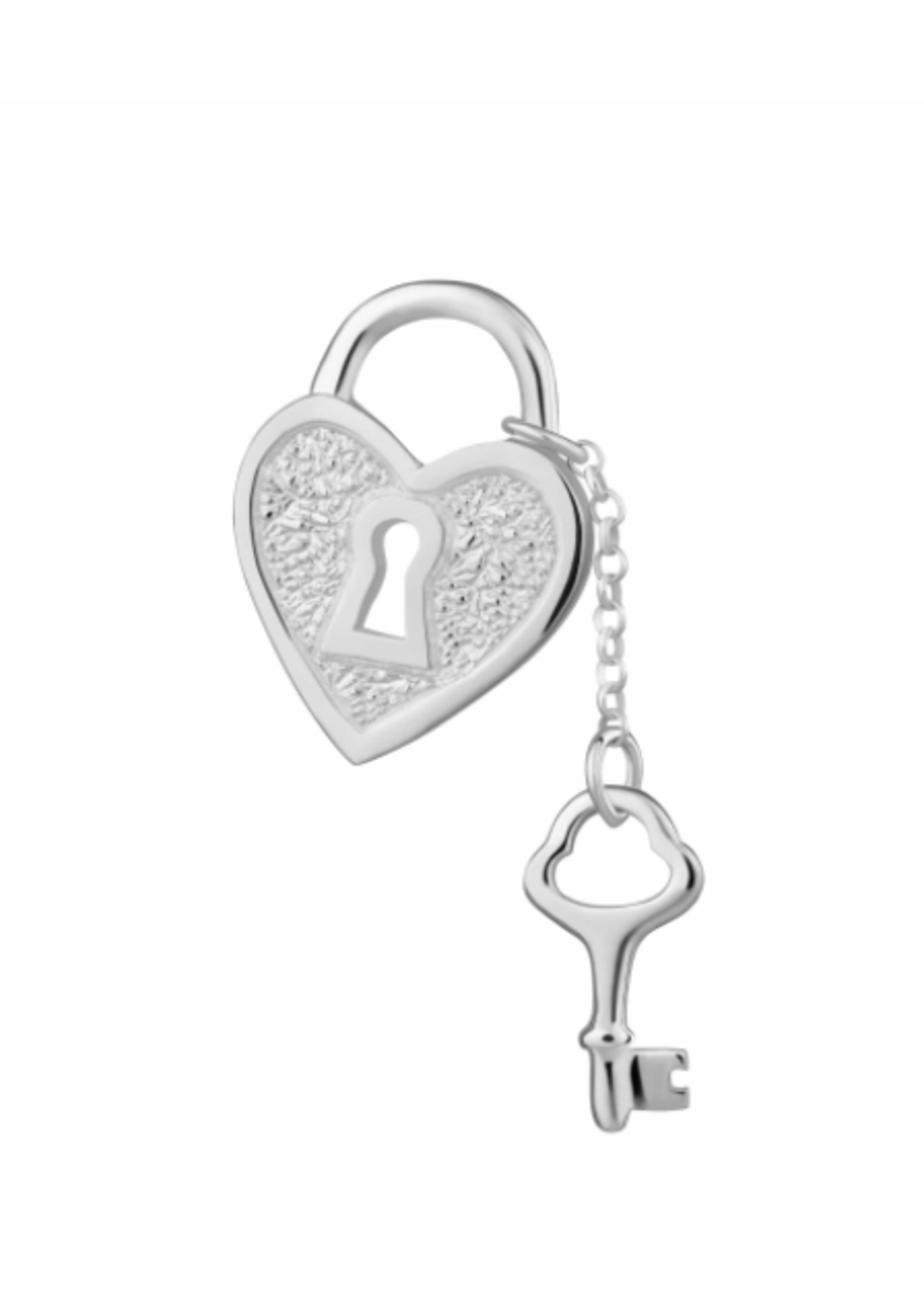 Lily Charmed Silver Heart Shaped Padlock and Key Charm