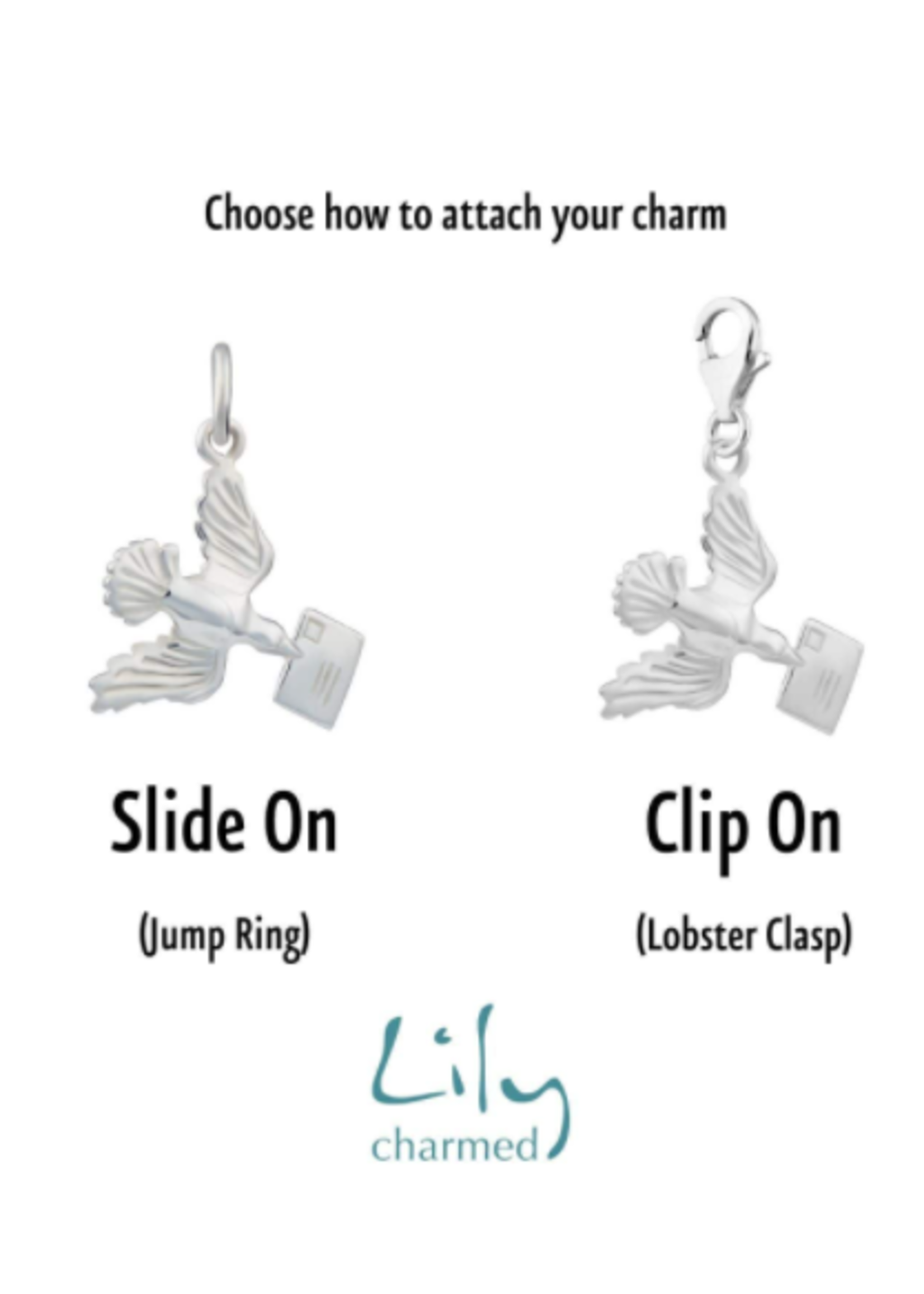 Lily Charmed Silver Bird with Envelope Charm