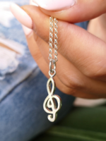Lily Charmed Personalised Silver Treble Clef Necklace