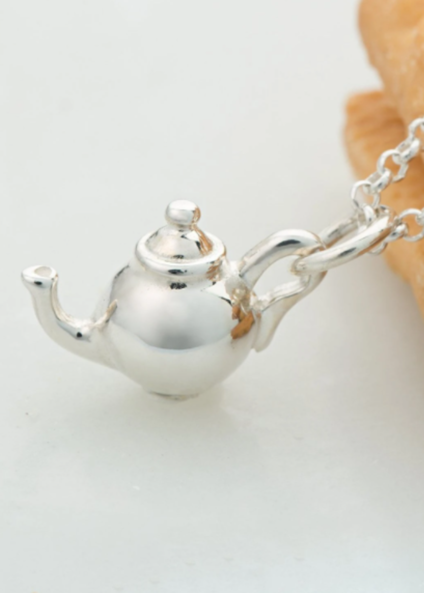 Lily Charmed Personalised Silver Teapot Necklace