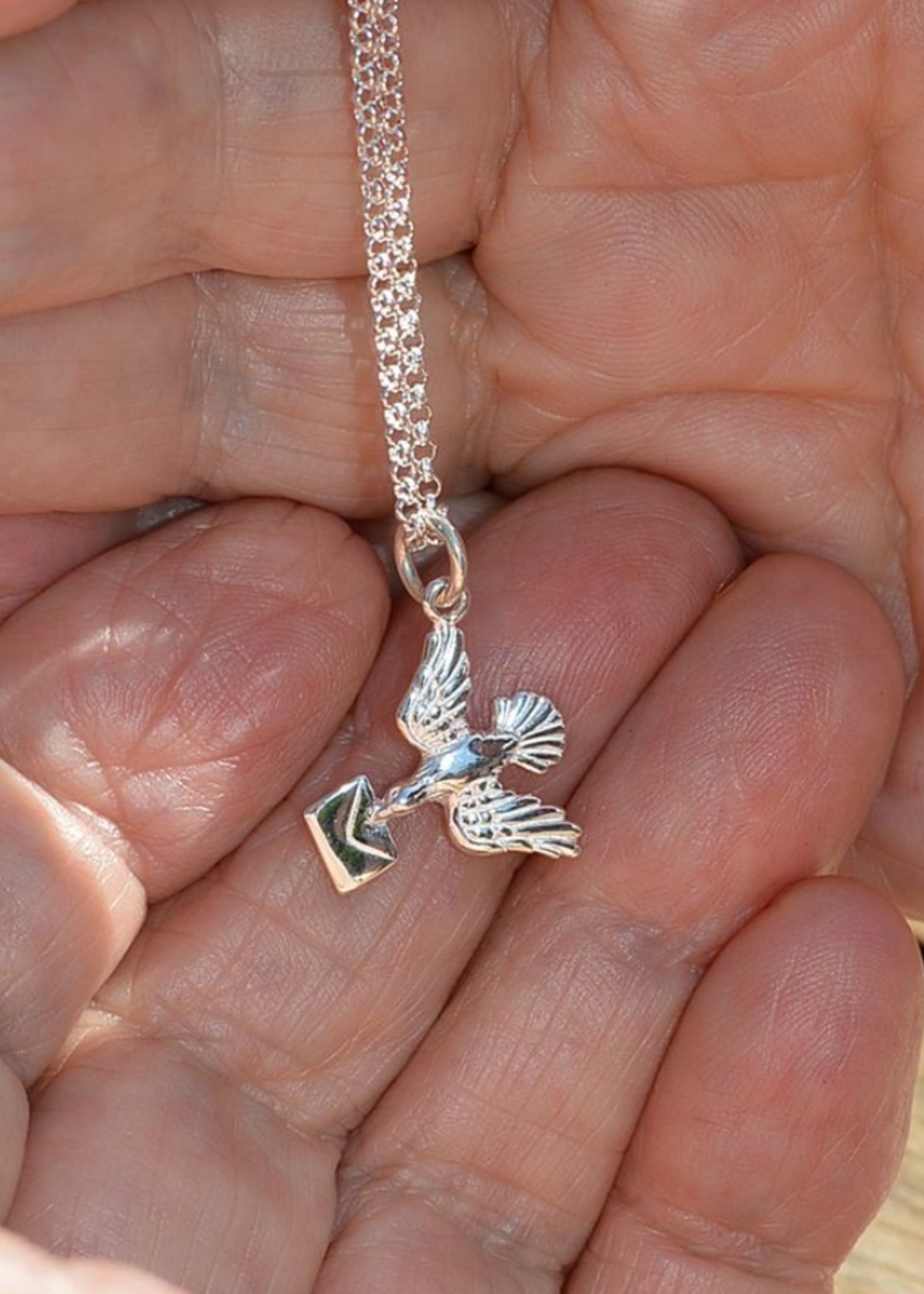 Lily Charmed Silver Bird with Envelope Charm