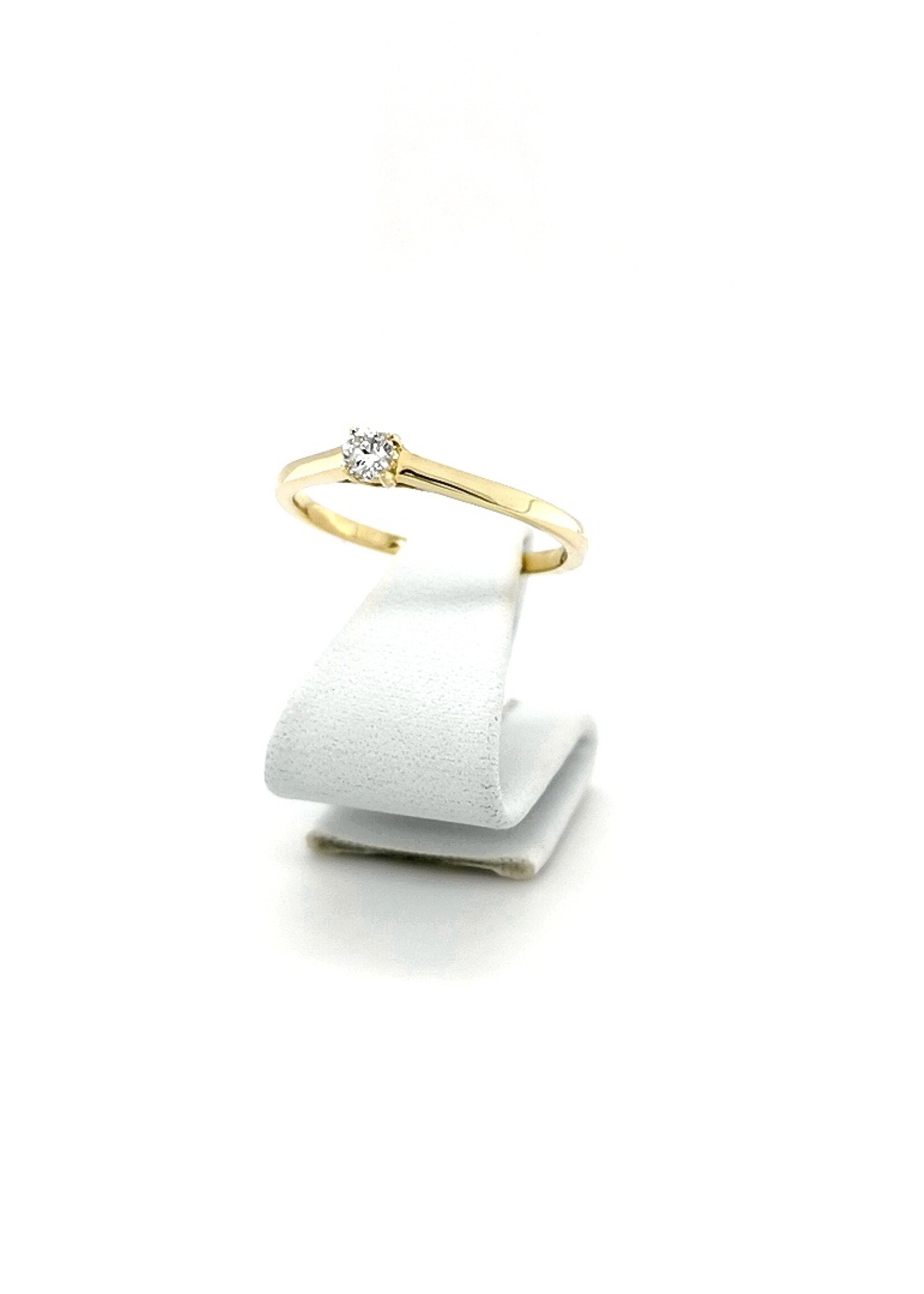 Gouden Haag Jewellery Solitaire Ring met Diamant 0.10 ct