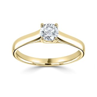 Gouden Haag Solitaire Ring met Diamant 0.10 ct