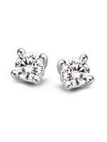 Gouden Haag Jewellery Witgouden Solitair Oorstekers, 0.10 ct diamant