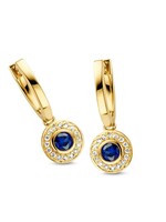 Gouden Haag Jewellery Yellow Gold Creoles with Sapphire and Brilliant