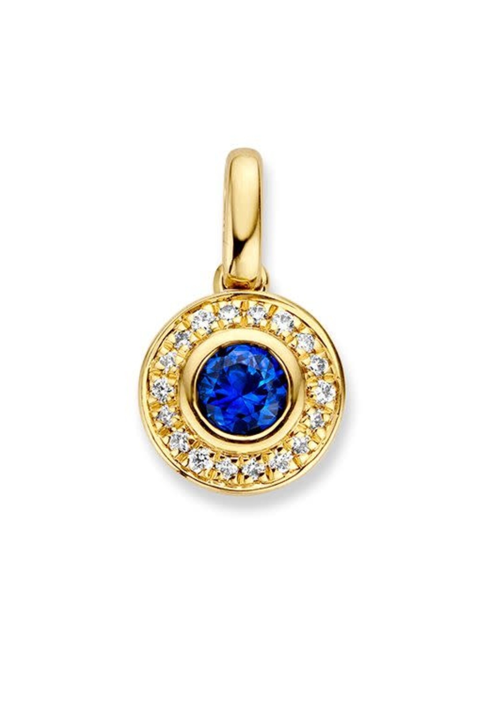 Gouden Haag Jewellery Geelgouden Hanger met Saffier en Diamant