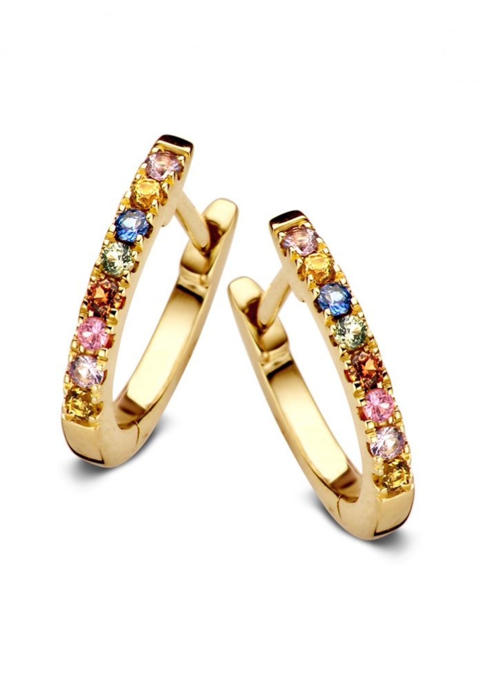 Gouden Haag Jewellery Oorringen Geelgoud Saffier