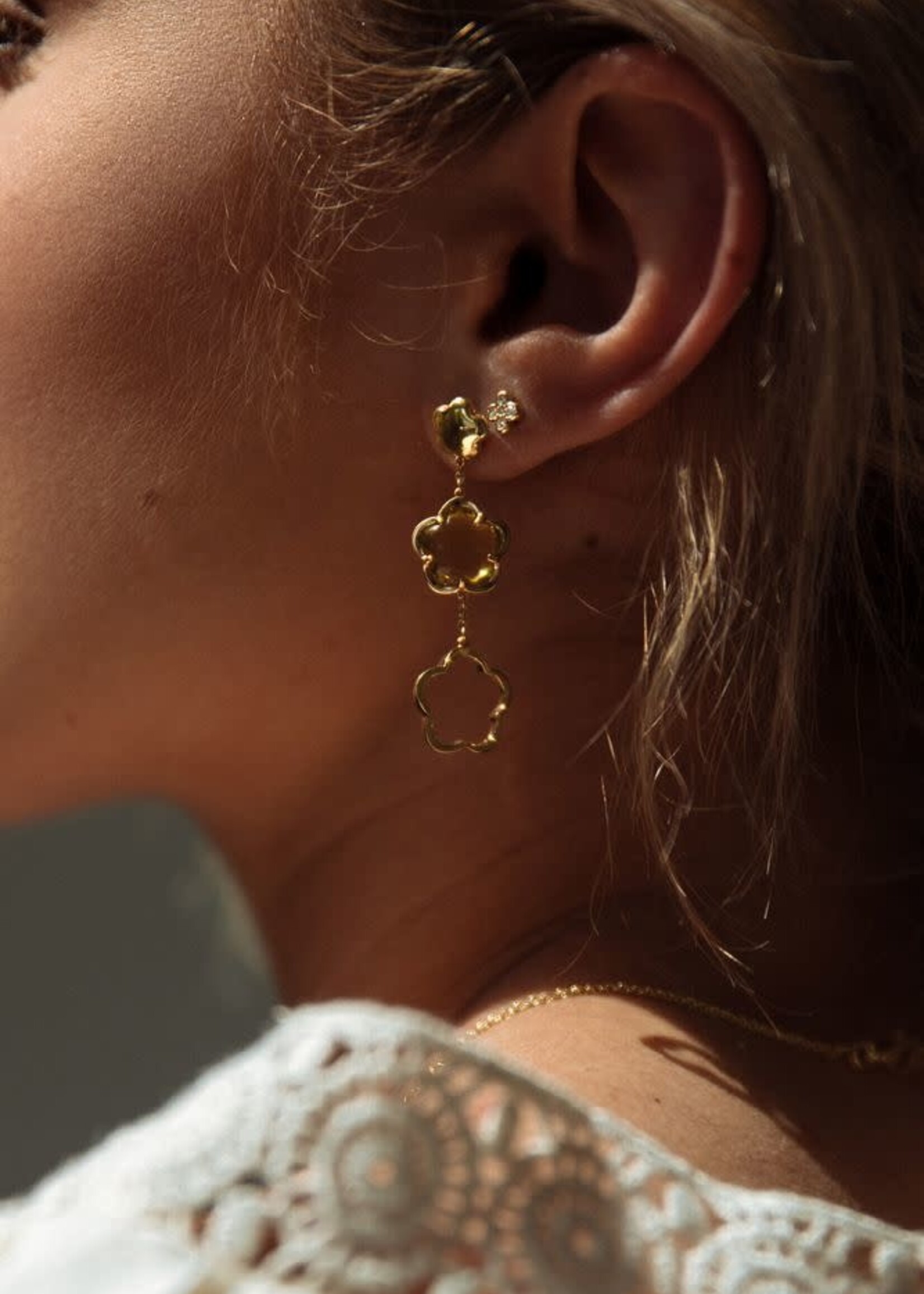 Gouden Haag Jewellery Gold Earrings Quartz