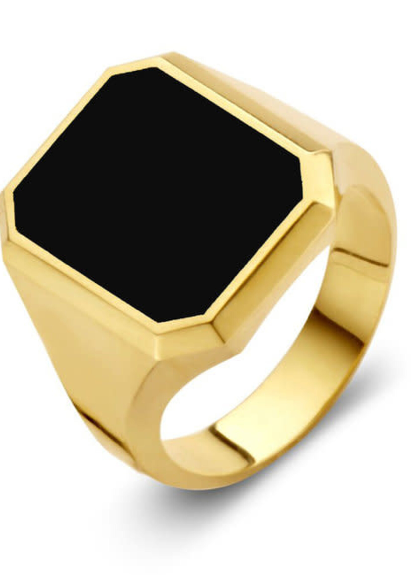 Gouden Haag Jewellery Zegelring Achtkant Onyx 14 k