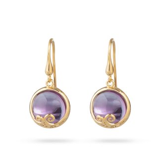 Leoni Jewellery YELLOW GOLD EARRING 14 CT WITH 10MM AMETHYST