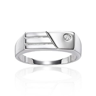 Gouden Haag Jewellery Silver Men's Ring with Zirconia