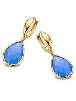 Gouden Haag Jewellery Oorringen Geelgoud Blauwe Chalcedoon