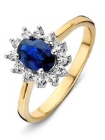 Gouden Haag Jewellery 18 Kar Blue Sapphire Ring  Diamonds H-SI 0.17 Ct