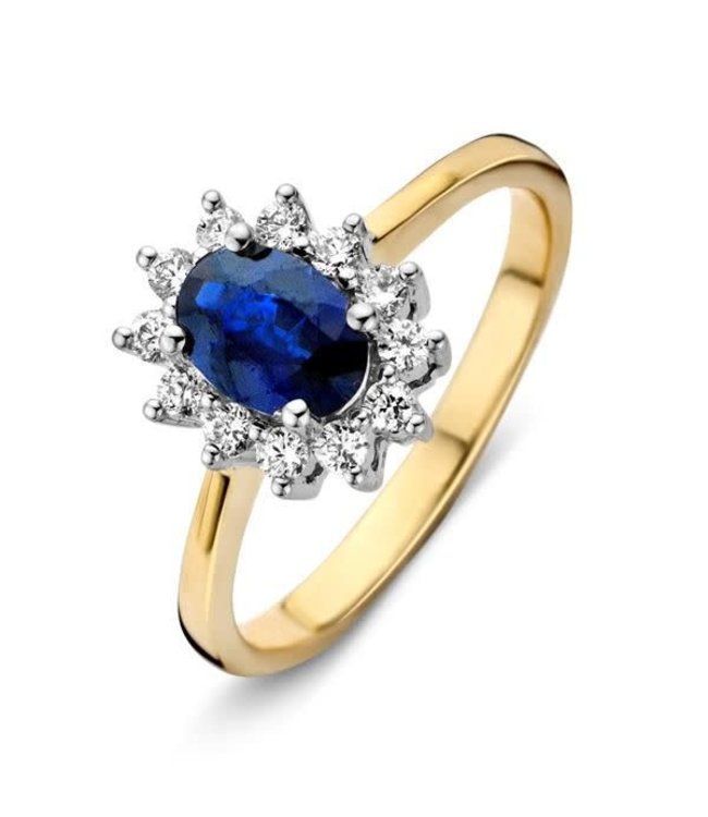 opener Opblazen zwavel Oval Cut Blue Sapphire Ring with Diamonds - Juwelier Gouden Haag