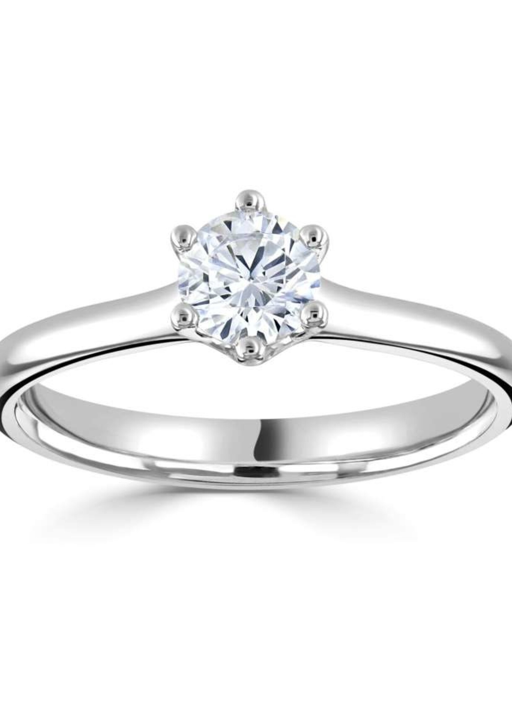 Gouden Haag Jewellery White Gold 18 Kt Six Claw Round Solitaire Diamond 0.70 ct