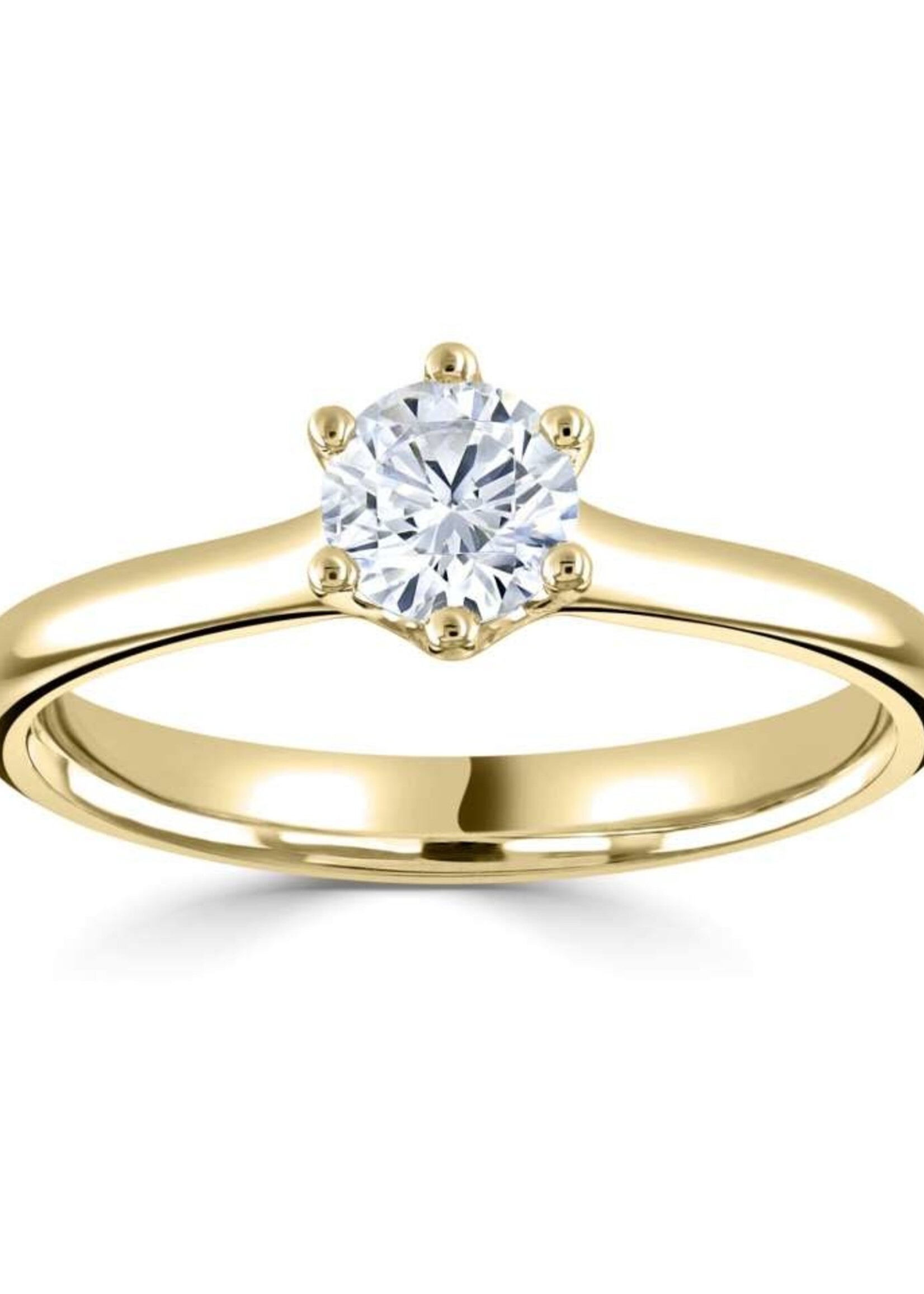Gouden Haag Jewellery White Gold 18 Kt Six Claw Round Solitaire Diamond 0.70 ct
