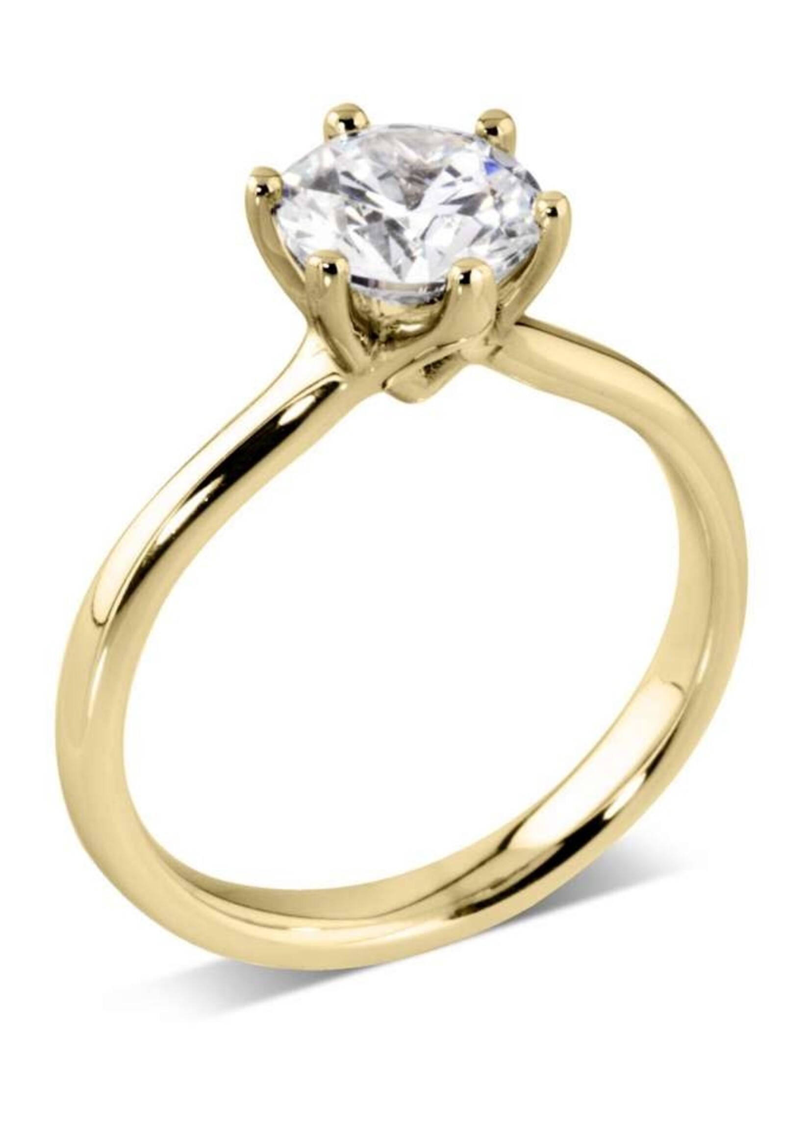 Gouden Haag Jewellery White Gold 18 Kt Six Claw Round Solitaire Diamond 0.70 ct