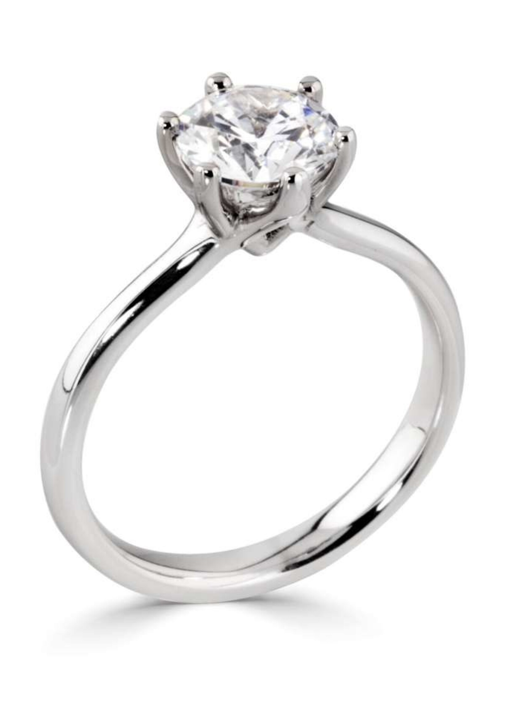 Gouden Haag Jewellery White Gold 18 Kt Six Claw Round Solitaire Diamond 0.70 ct