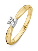 Excellent Jewelry Solitair Diamond Ring Geel en Witgoud 0.19 ct