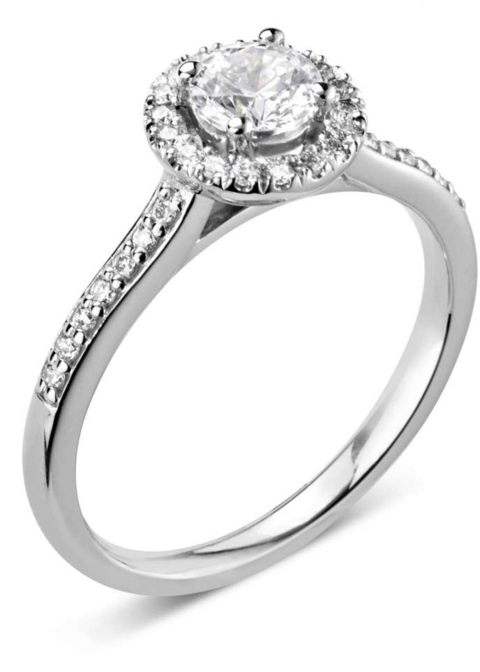 Gouden Haag Jewellery Diamond Halo Ring 18 Kt White Gold 0.71 ct