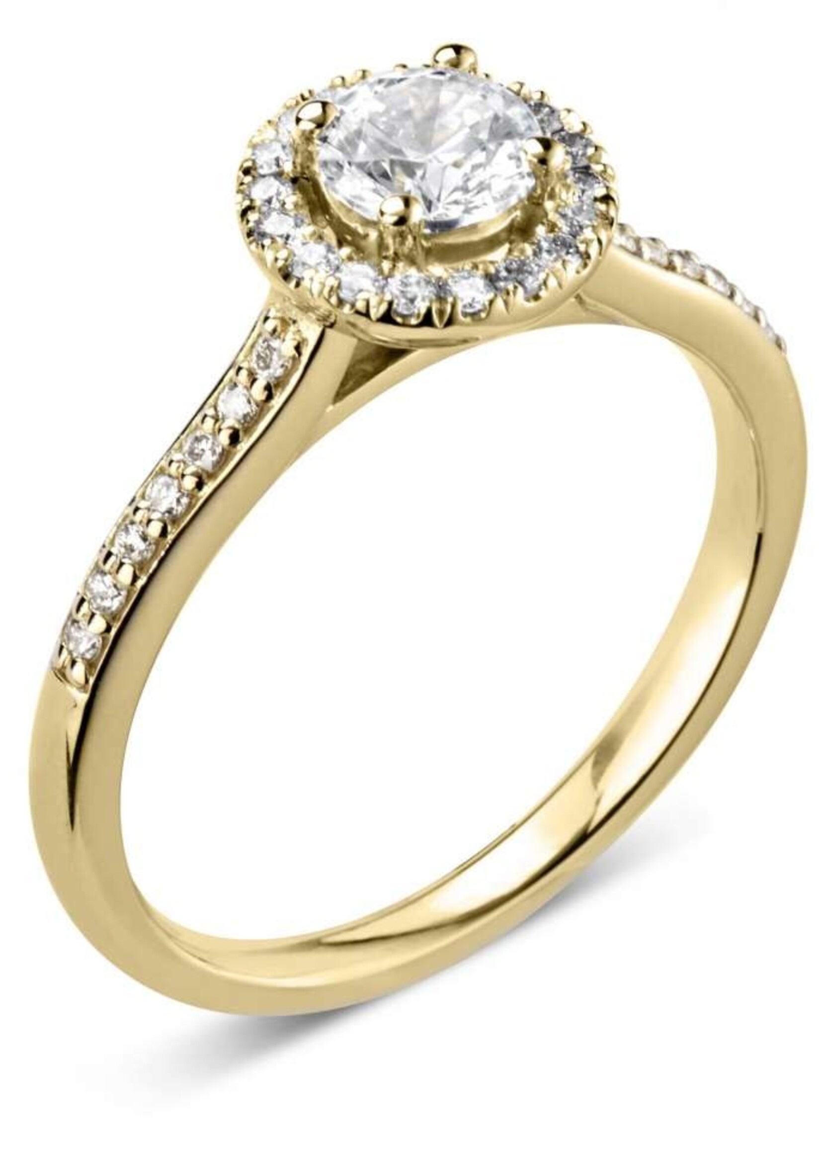 Gouden Haag Jewellery Diamond Halo Ring 18 Kt Yellow Gold 0.71 ct