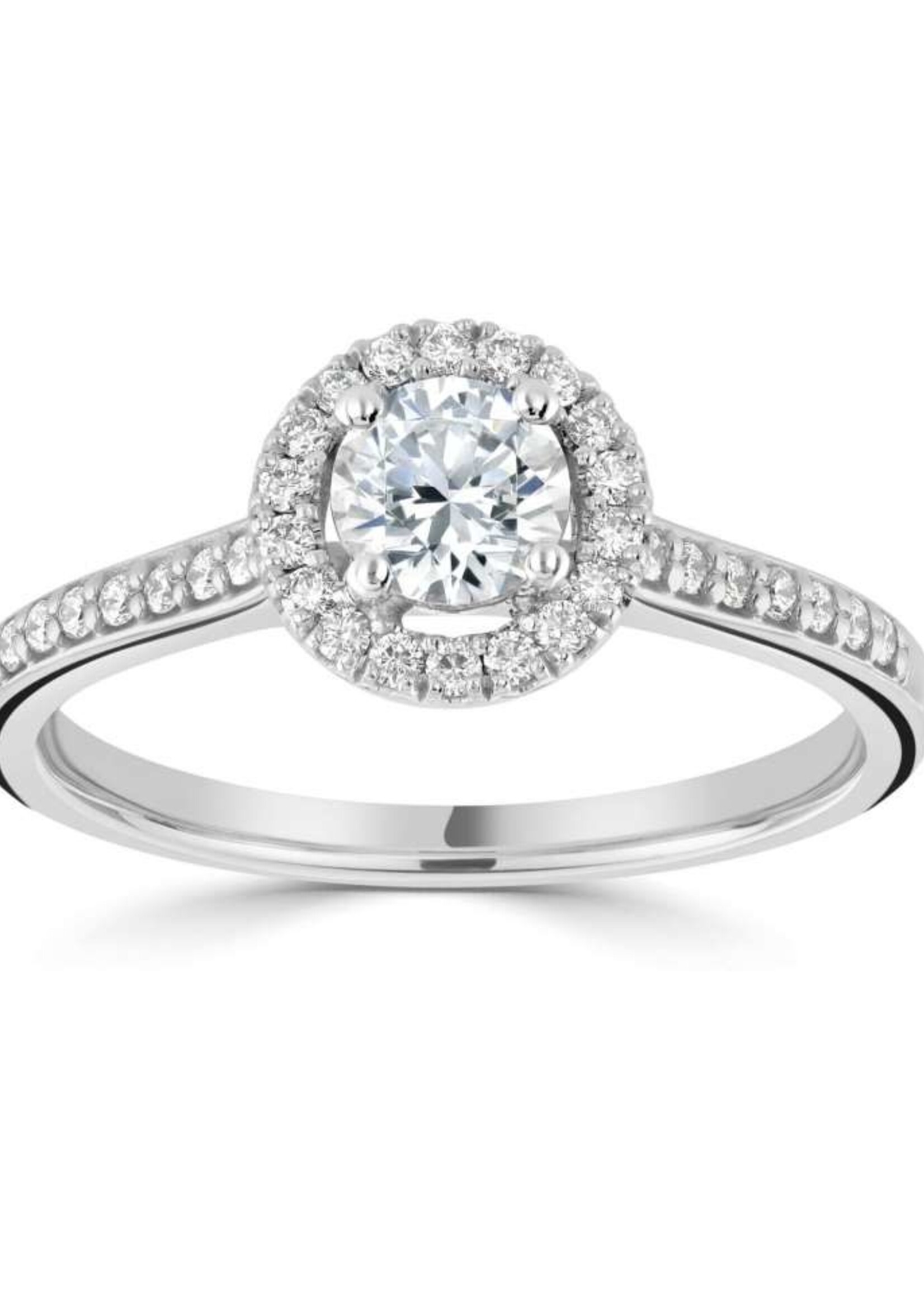 Gouden Haag Jewellery Diamond Halo Ring 18 Kt White Gold 0.94 ct