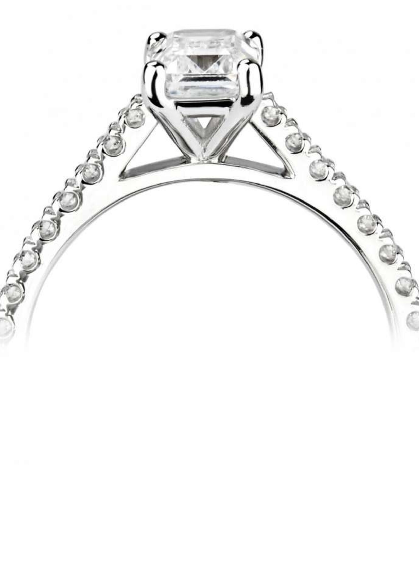 Gouden Haag Jewellery Emerald Geslepen Verlovingsring met Pavé Diamanten 0,71 ct Witgoud 18 kt