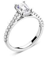 Gouden Haag Jewellery Classic Emerald Solitaire with Diamond Set Shoulders 0.93 ct