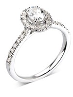 Gouden Haag Jewellery Oval Halo Verlovingsring  Diamant 18 ct Witgouden Band 0.88 ct