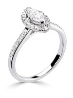 Gouden Haag Jewellery Marquise Halo Verlovingsring Diamant 18 ct Witgouden Band 0.52 ct