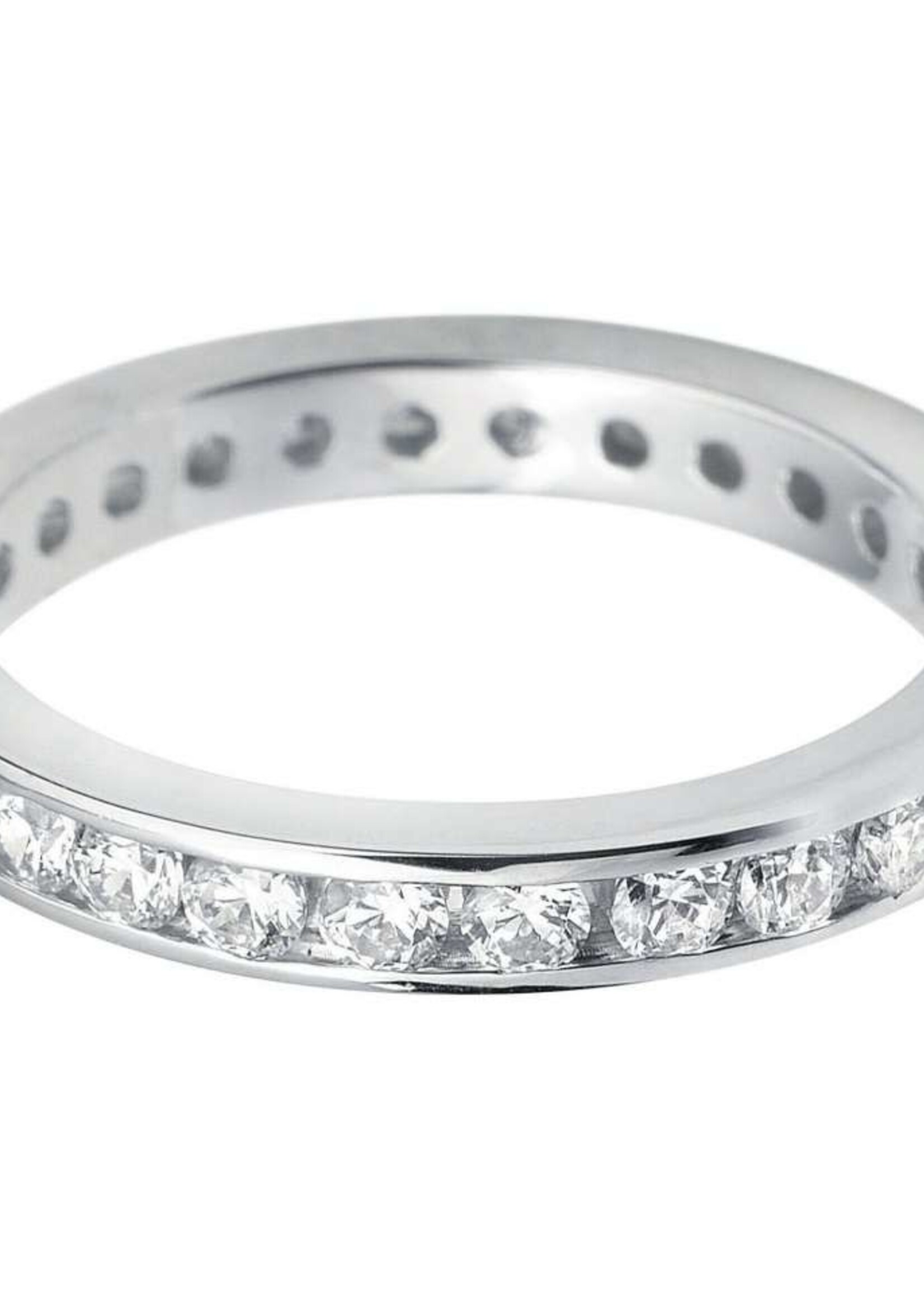 Gouden Haag Jewellery Wedding Band in White Gold with a Full Circle of Diamonds, 3 mm